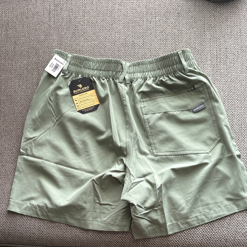 BURLEBO Men's Athletic Shorts Olive Green - Picture 2 of 2